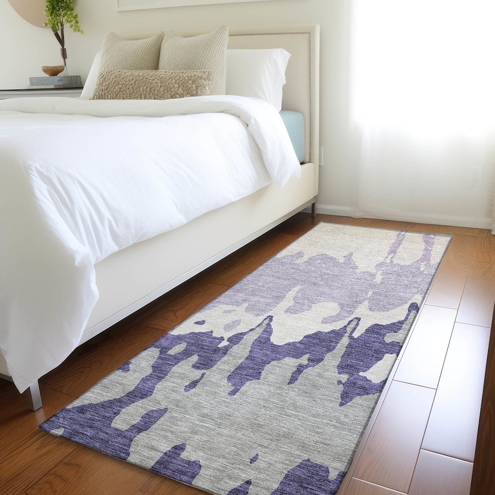 Premium Machine Washable Mayfield AMF961 Purple 2'3" x 7'6" Runner Rug. Picture 5