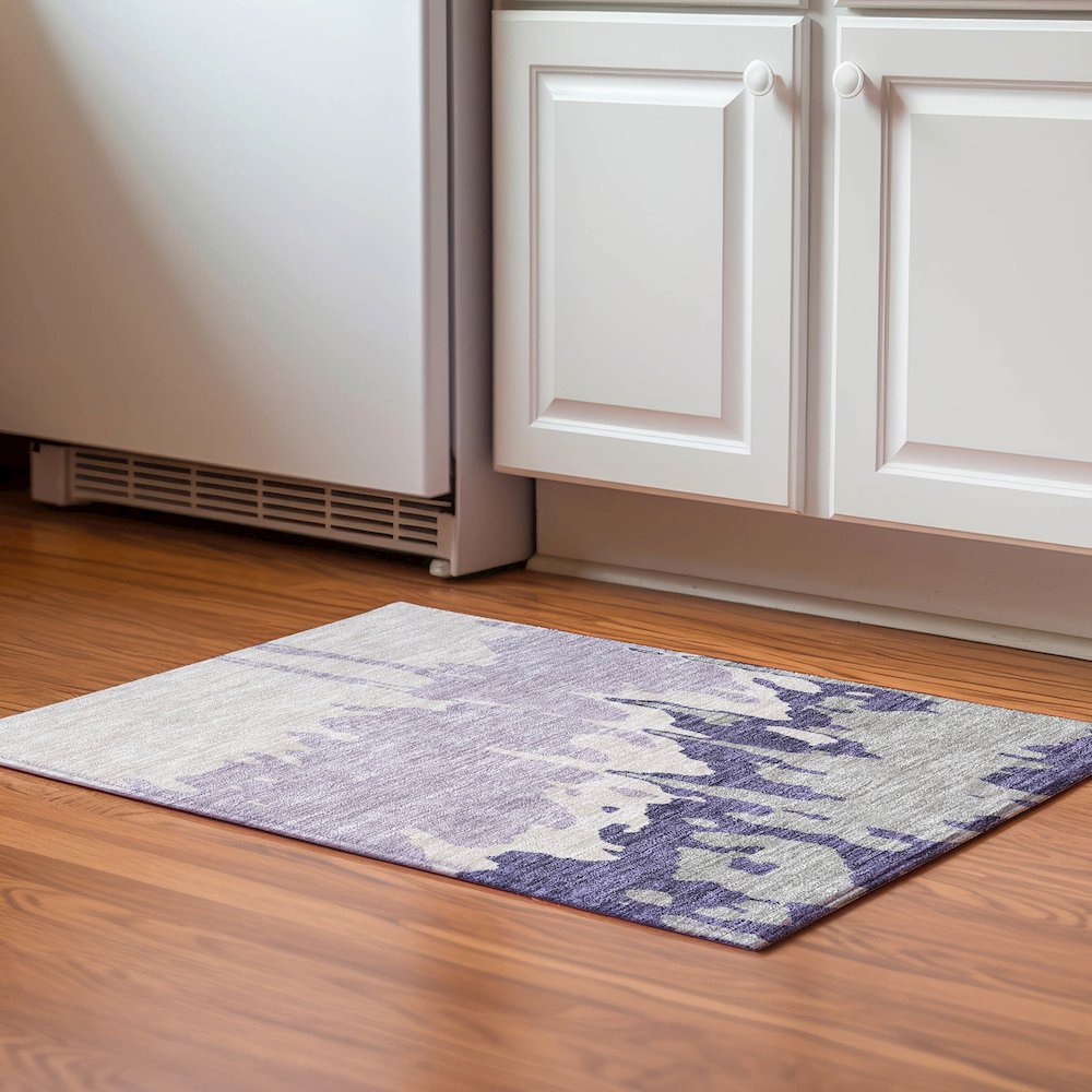 Premium Machine Washable Mayfield AMF961 Purple 1'8" x 2'6" Rug. Picture 5