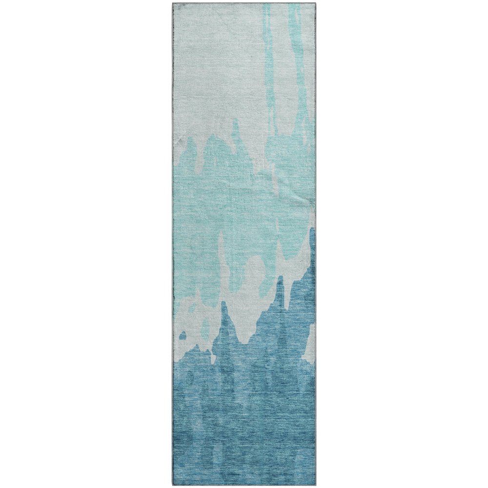 Premium Machine Washable Mayfield AMF961 Teal 2'3" x 7'6" Runner Rug. Picture 1