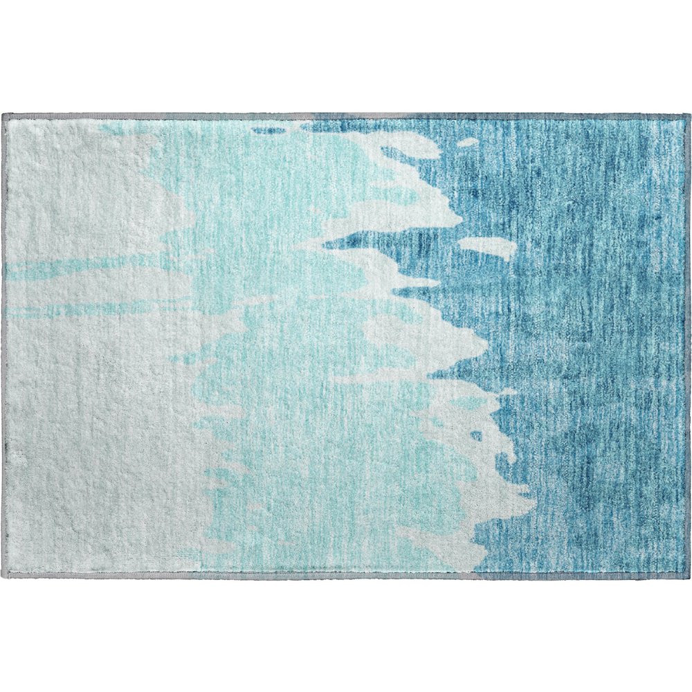 Premium Machine Washable Mayfield AMF961 Teal 1'8" x 2'6" Rug. Picture 1