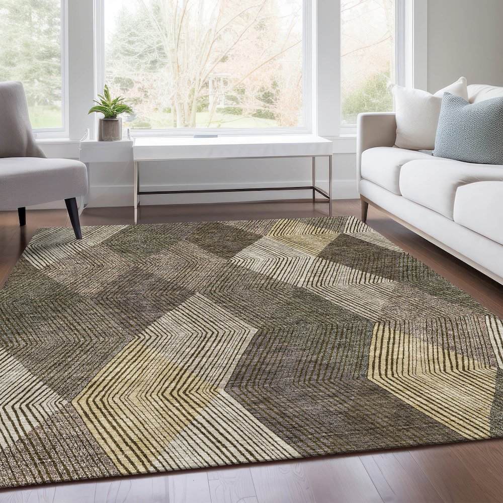 Premium Machine Washable Mayfield AMF962 Brown 2'6" x 3'10" Rug. Picture 6