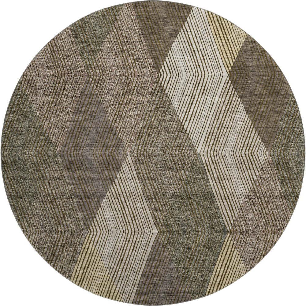 Premium Machine Washable Mayfield AMF962 Brown 8' x 8' Round Rug. Picture 1