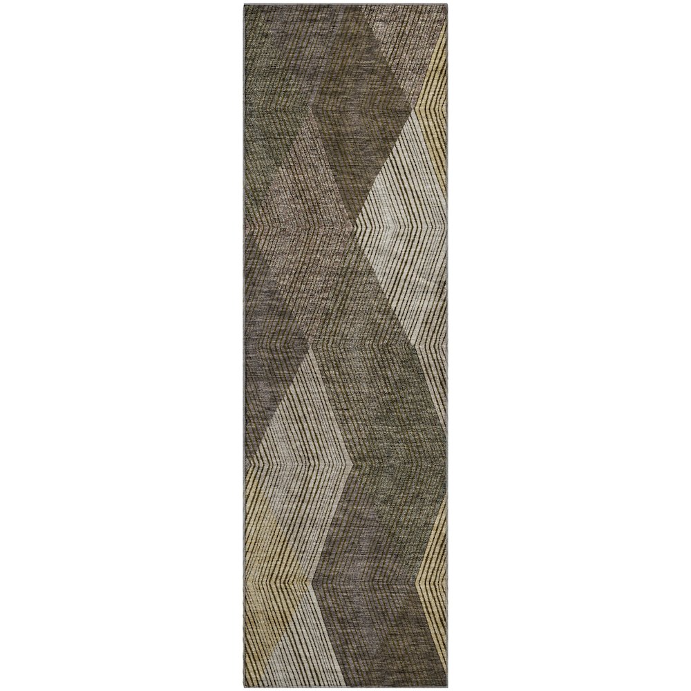 Premium Machine Washable Mayfield AMF962 Brown 2'3" x 7'6" Runner Rug. Picture 1