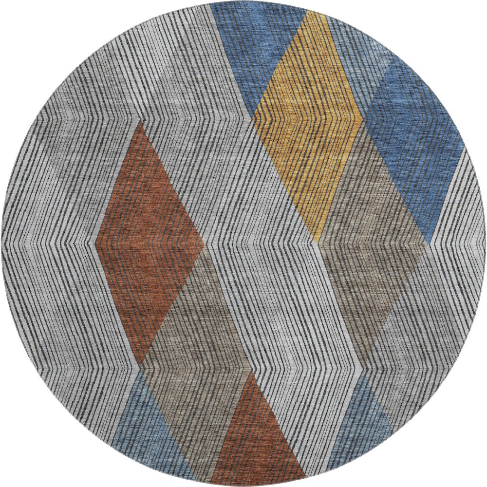 Premium Machine Washable Mayfield AMF962 Gray 8' x 8' Round Rug. Picture 1