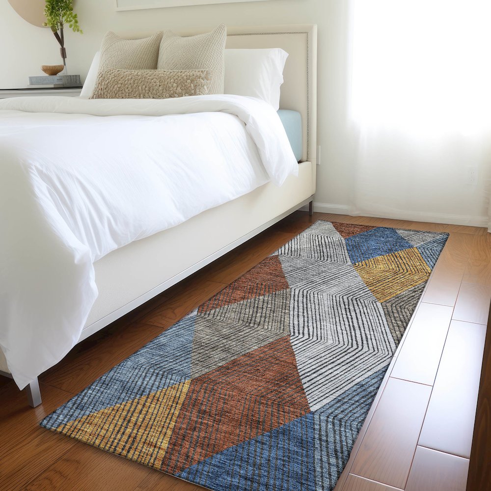 Premium Machine Washable Mayfield AMF962 Gray 2'3" x 7'6" Runner Rug. Picture 5
