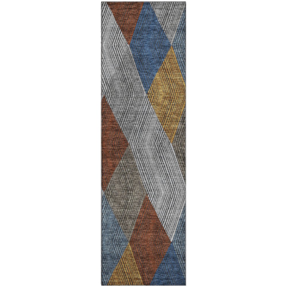 Premium Machine Washable Mayfield AMF962 Gray 2'3" x 7'6" Runner Rug. Picture 1