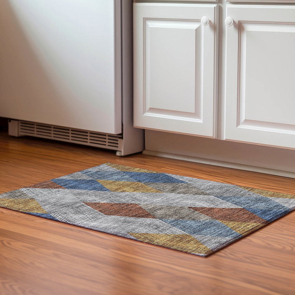 Premium Machine Washable Mayfield AMF962 Gray 1'8" x 2'6" Rug. Picture 5