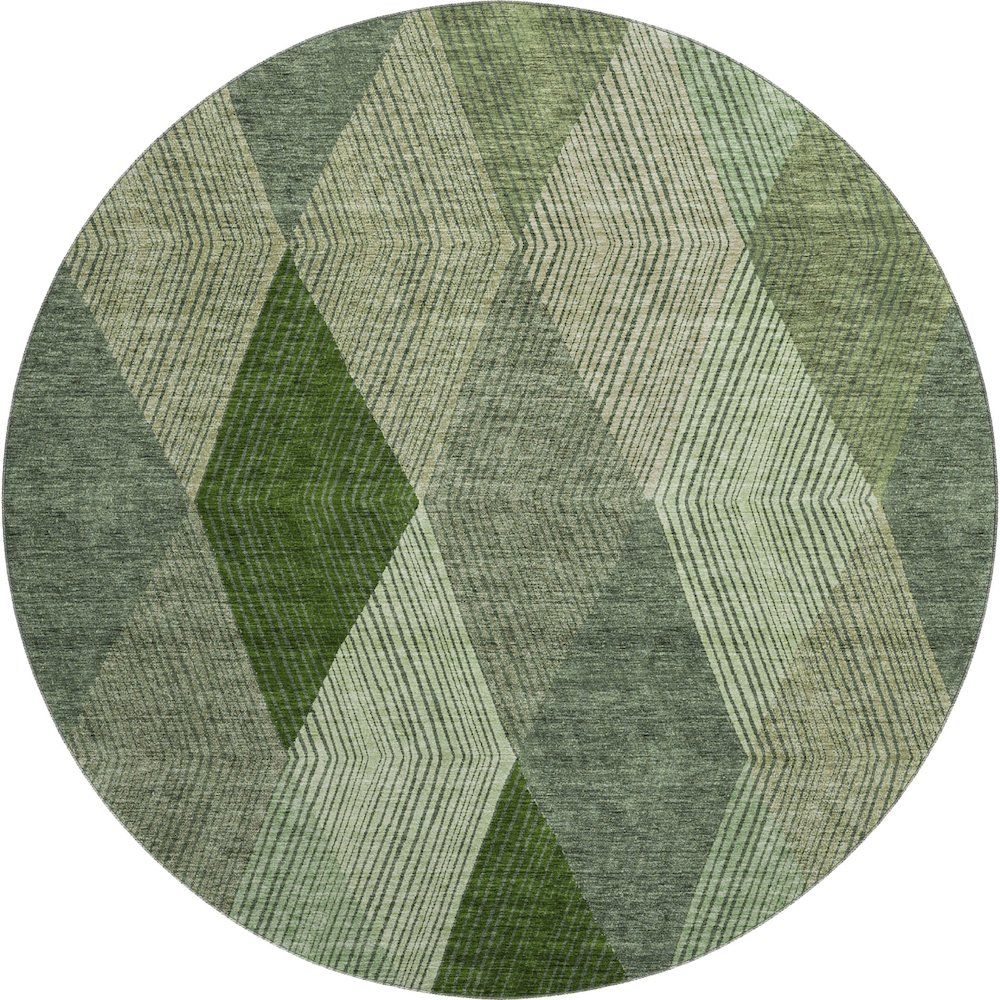 Premium Machine Washable Mayfield AMF962 Green 8' x 8' Round Rug. Picture 1