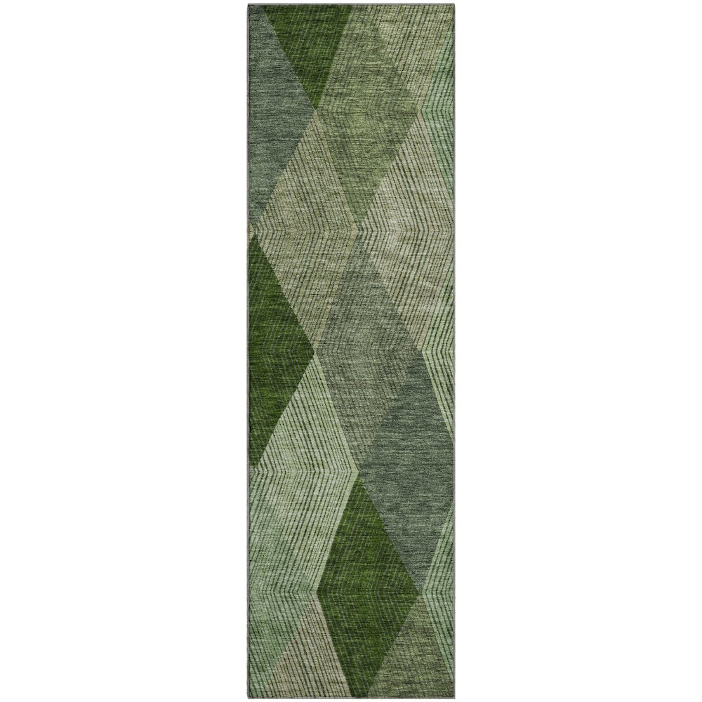 Premium Machine Washable Mayfield AMF962 Green 2'3" x 7'6" Runner Rug. Picture 1