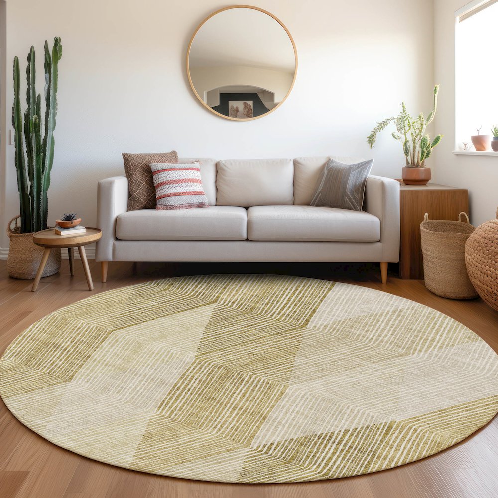 Premium Machine Washable Mayfield AMF962 Ivory 8' x 8' Round Rug. Picture 5