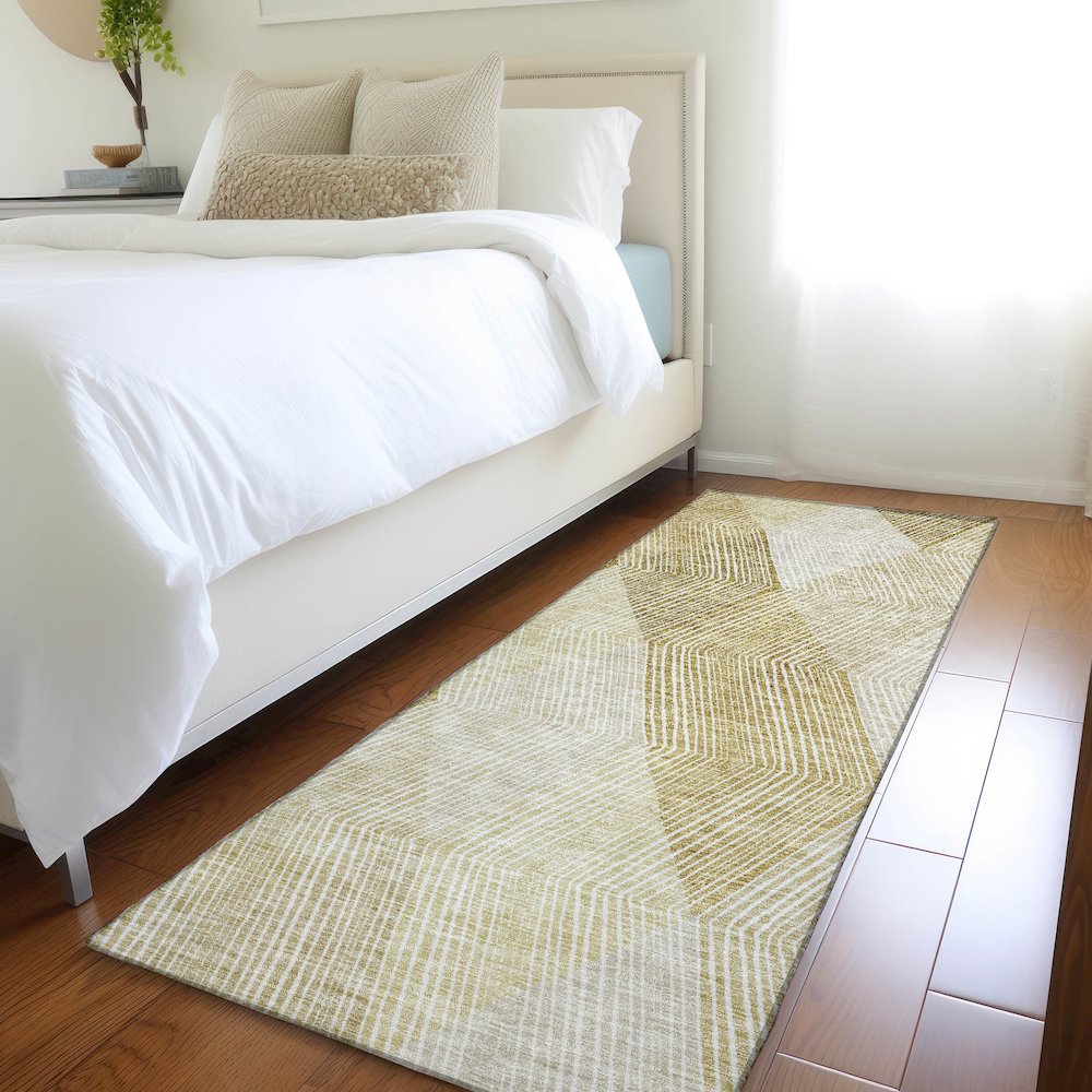 Premium Machine Washable Mayfield AMF962 Ivory 2'3" x 7'6" Runner Rug. Picture 5