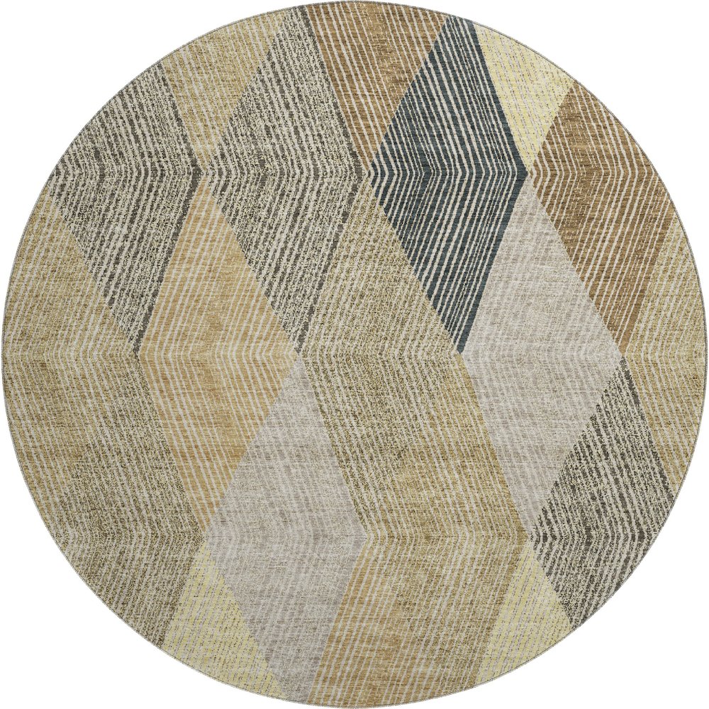 Premium Machine Washable Mayfield AMF962 Mocha 8' x 8' Round Rug. Picture 1