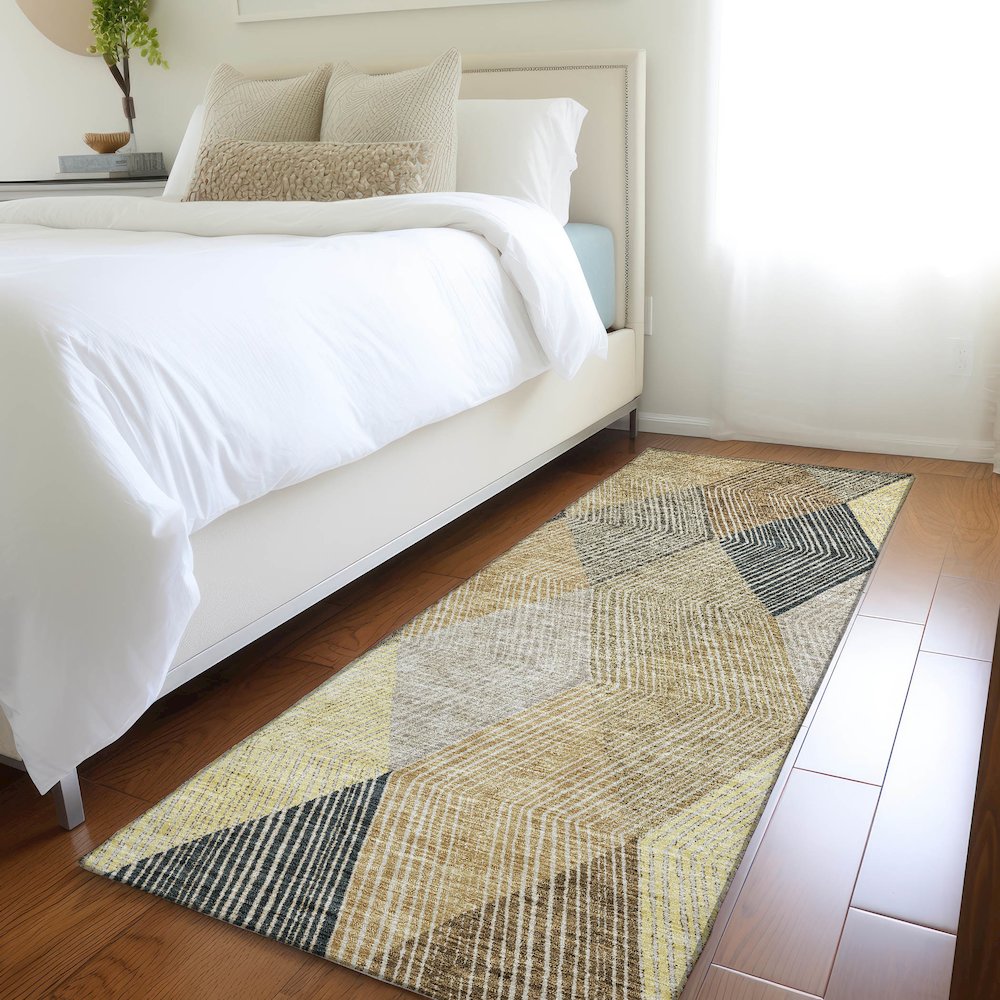 Premium Machine Washable Mayfield AMF962 Mocha 2'3" x 7'6" Runner Rug. Picture 5