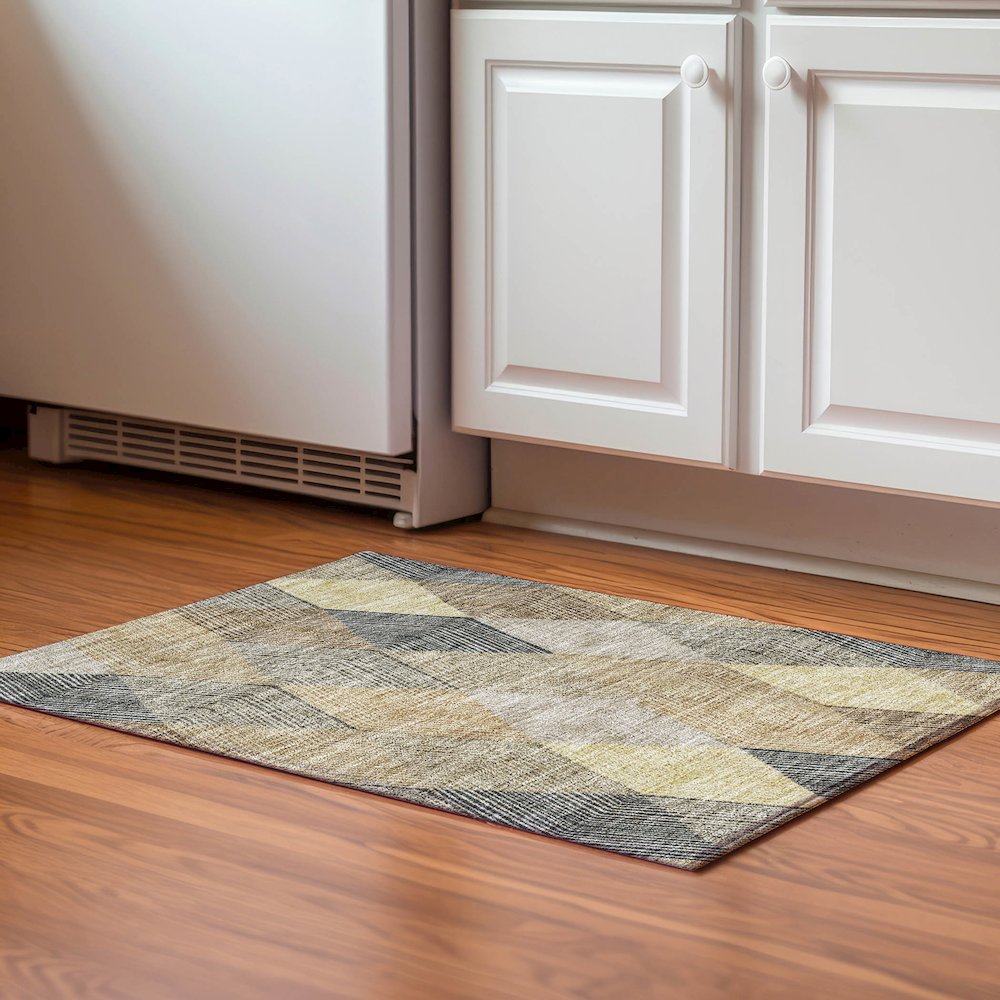 Premium Machine Washable Mayfield AMF962 Mocha 1'8" x 2'6" Rug. Picture 5