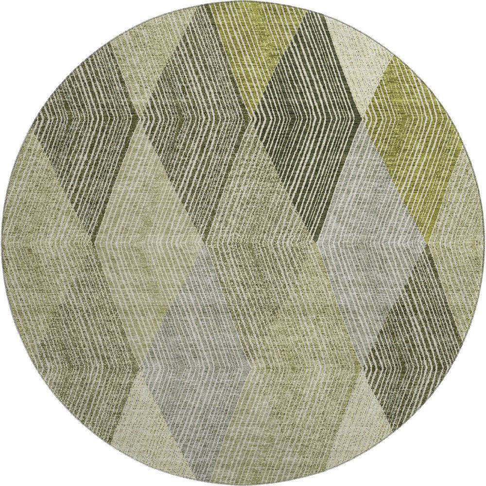 Premium Machine Washable Mayfield AMF962 Olive 8' x 8' Round Rug. Picture 1