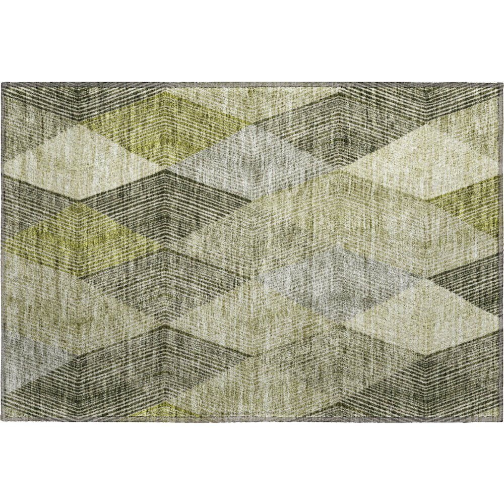 Premium Machine Washable Mayfield AMF962 Olive 1'8" x 2'6" Rug. Picture 1