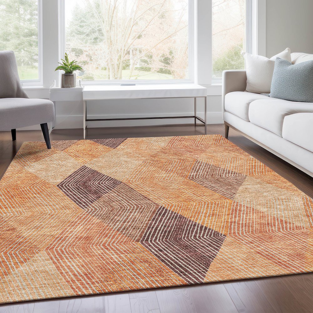 Premium Machine Washable Mayfield AMF962 Orange 2'6" x 3'10" Rug. Picture 6