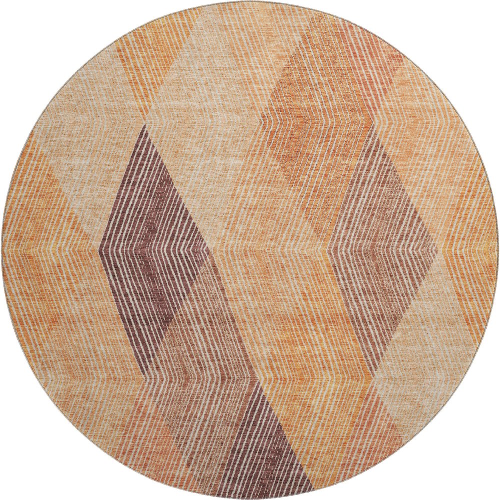 Premium Machine Washable Mayfield AMF962 Orange 8' x 8' Round Rug. Picture 1