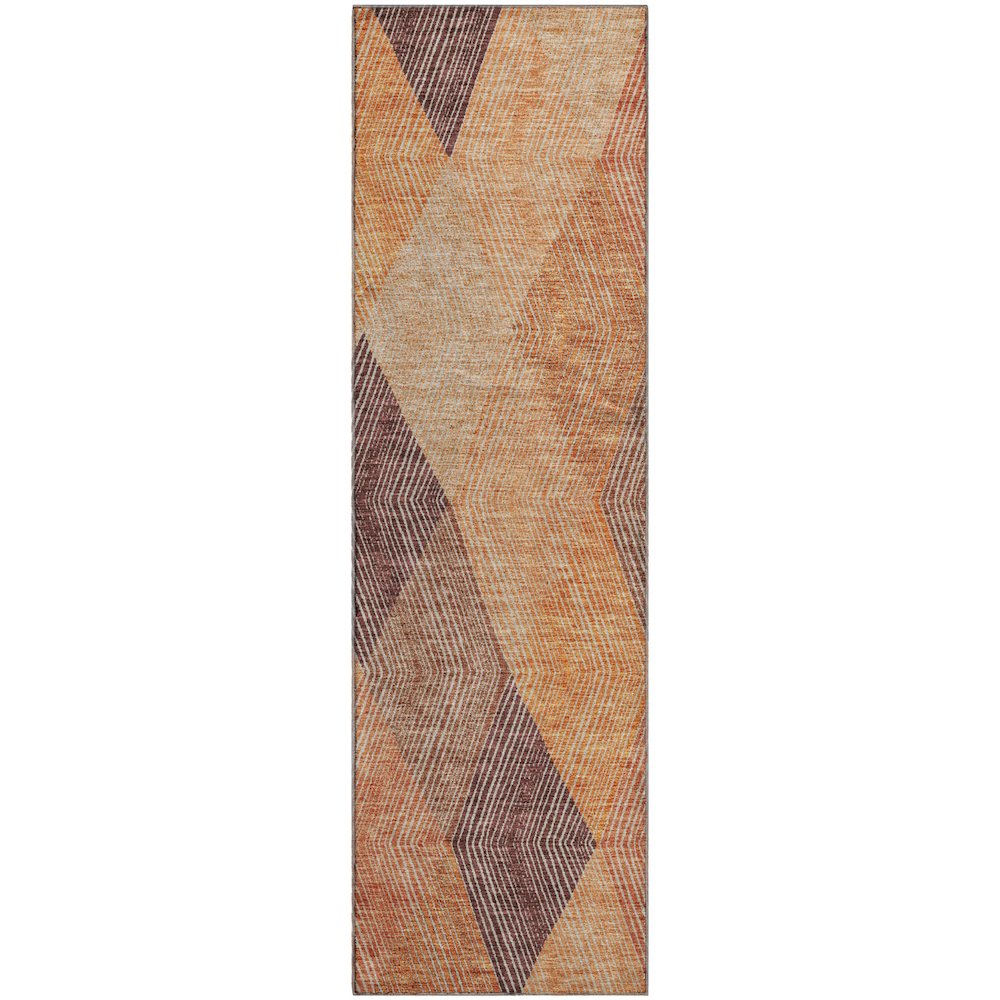 Premium Machine Washable Mayfield AMF962 Orange 2'3" x 7'6" Runner Rug. Picture 1
