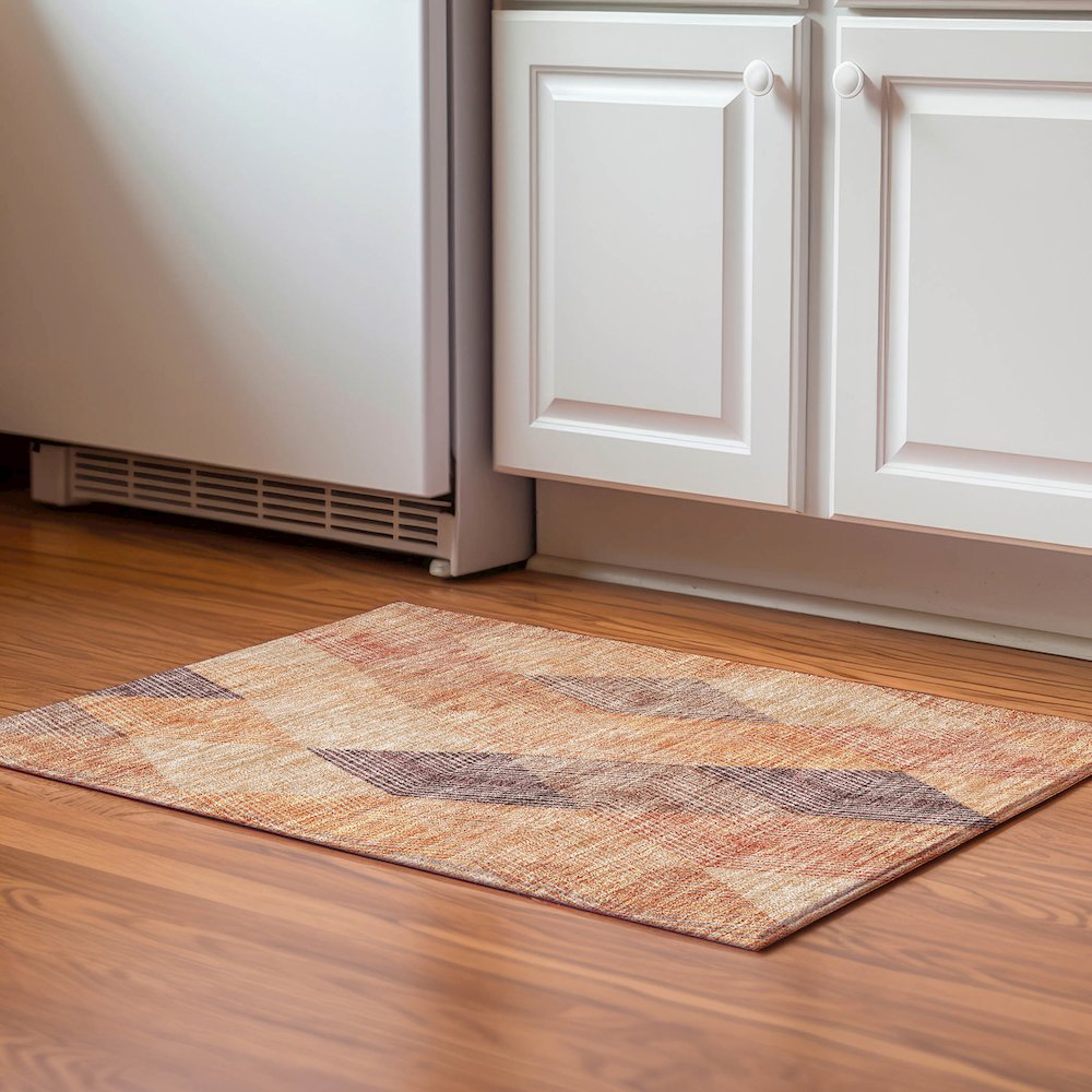 Premium Machine Washable Mayfield AMF962 Orange 1'8" x 2'6" Rug. Picture 5