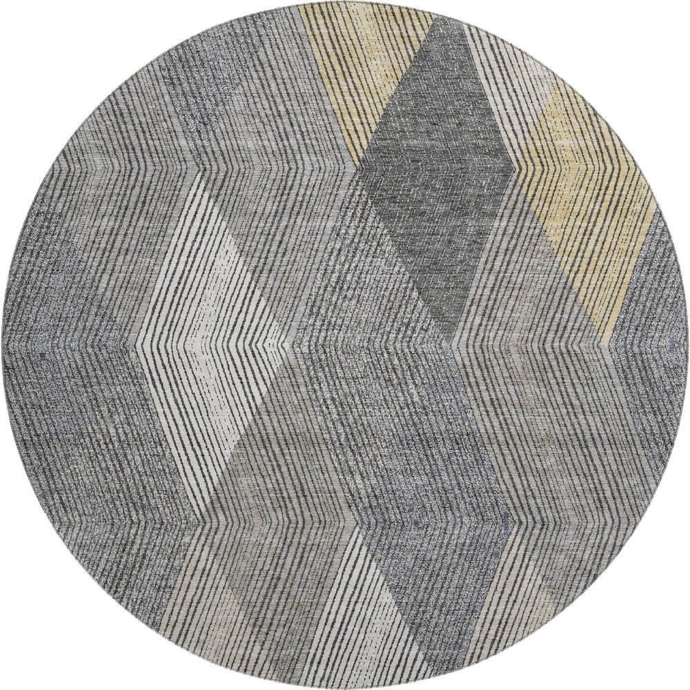 Premium Machine Washable Mayfield AMF962 Pewter 8' x 8' Round Rug. Picture 1