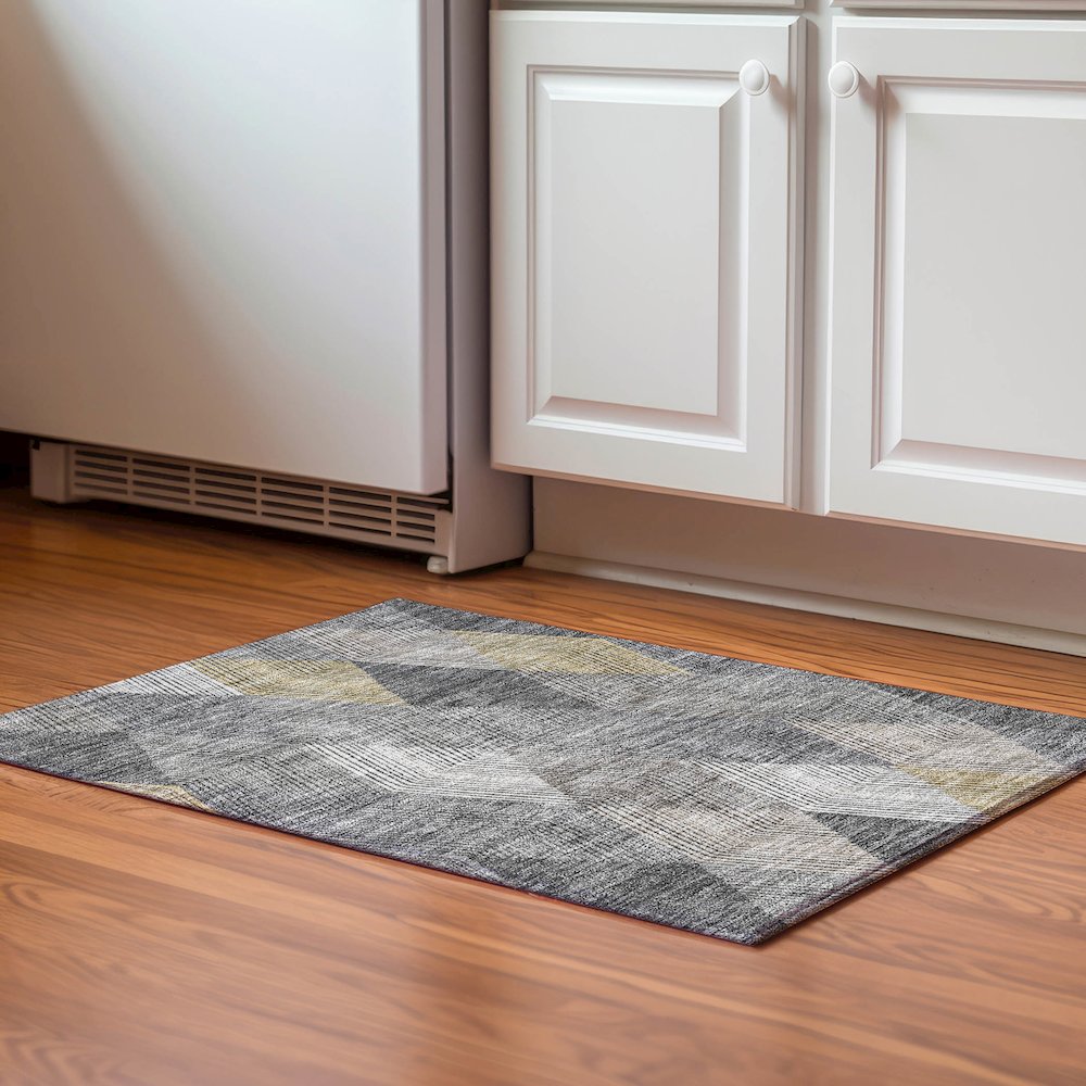 Premium Machine Washable Mayfield AMF962 Pewter 1'8" x 2'6" Rug. Picture 5
