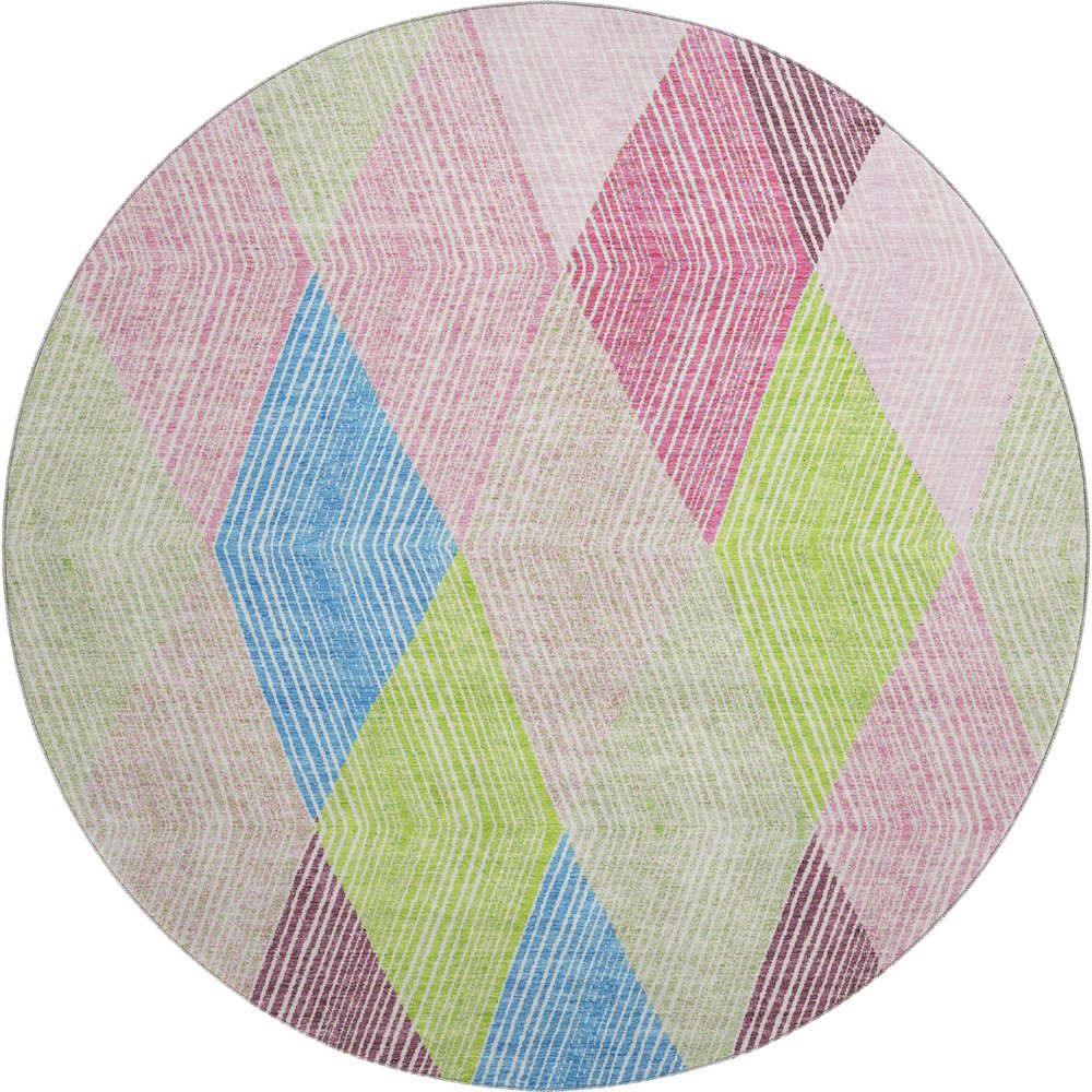 Premium Machine Washable Mayfield AMF962 Pink 8' x 8' Round Rug. Picture 1