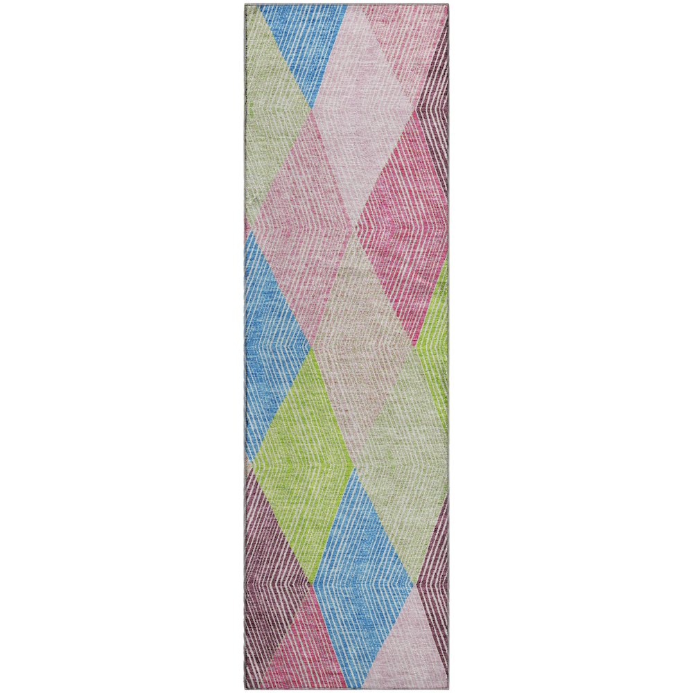 Premium Machine Washable Mayfield AMF962 Pink 2'3" x 7'6" Runner Rug. Picture 1