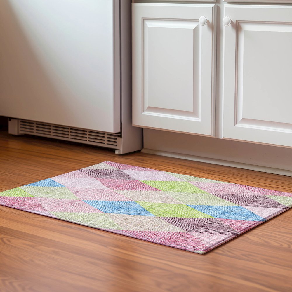Premium Machine Washable Mayfield AMF962 Pink 1'8" x 2'6" Rug. Picture 5