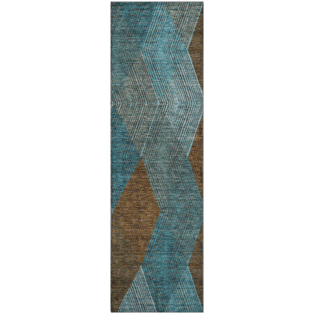 Premium Machine Washable Mayfield AMF962 Teal 2'3" x 7'6" Runner Rug. Picture 1