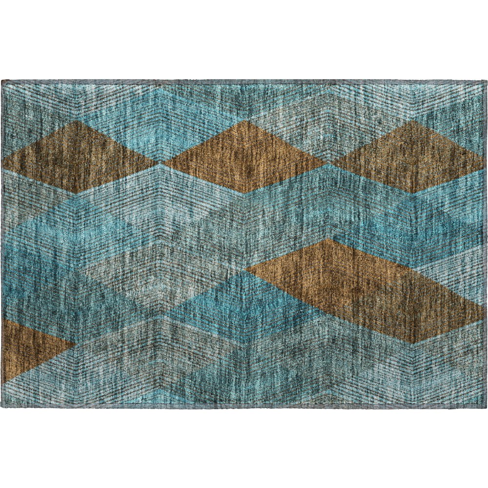 Premium Machine Washable Mayfield AMF962 Teal 1'8" x 2'6" Rug. Picture 1