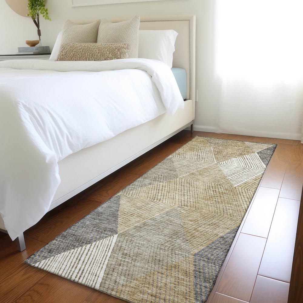 Premium Machine Washable Mayfield AMF962 Wheat 2'3" x 7'6" Runner Rug. Picture 5
