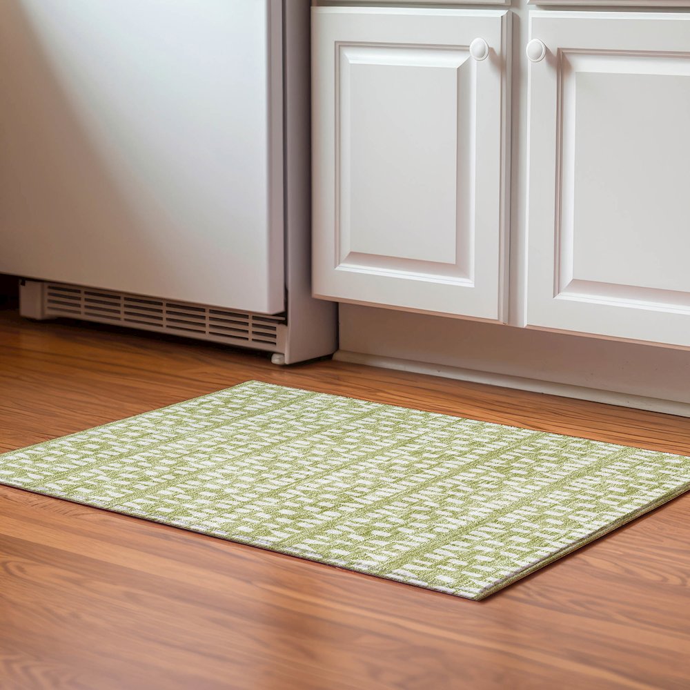 Premium Machine Washable Mayfield AMF963 Aloe 1'8" x 2'6" Rug. Picture 5