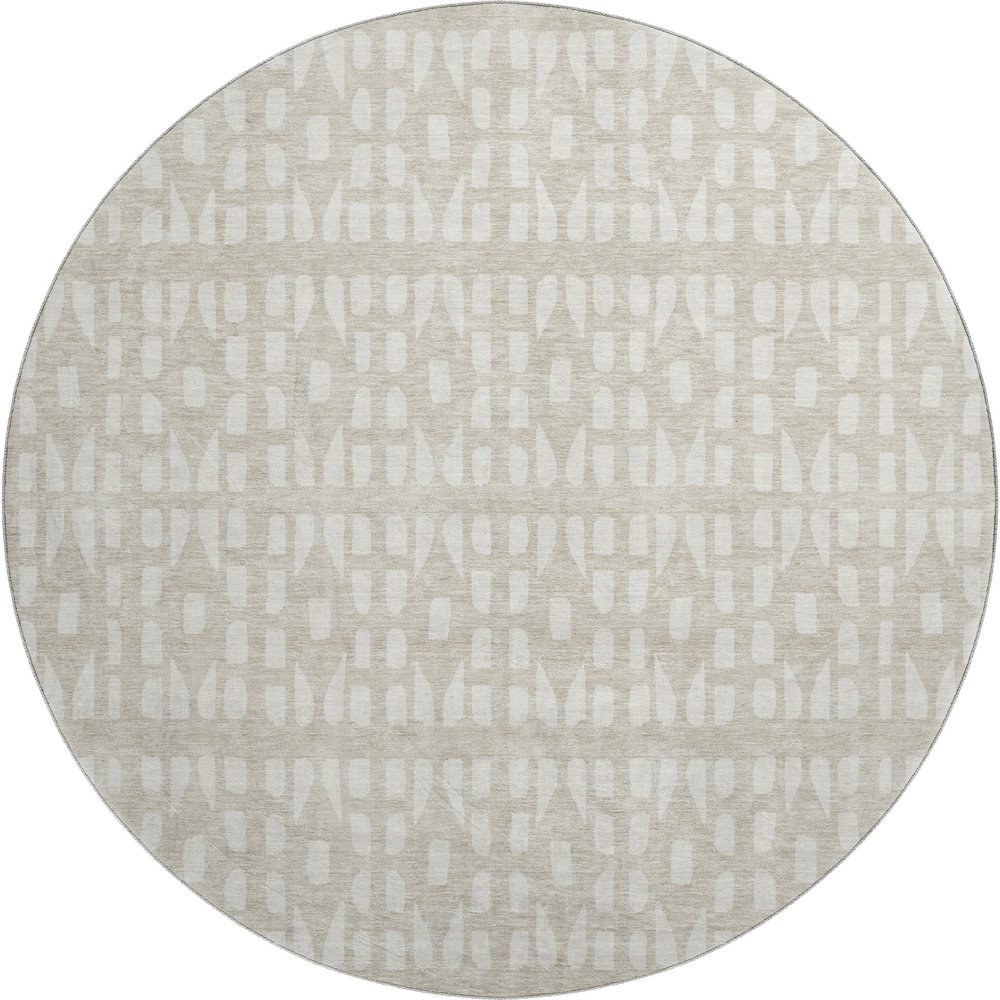 Premium Machine Washable Mayfield AMF963 Beige 8' x 8' Round Rug. Picture 1