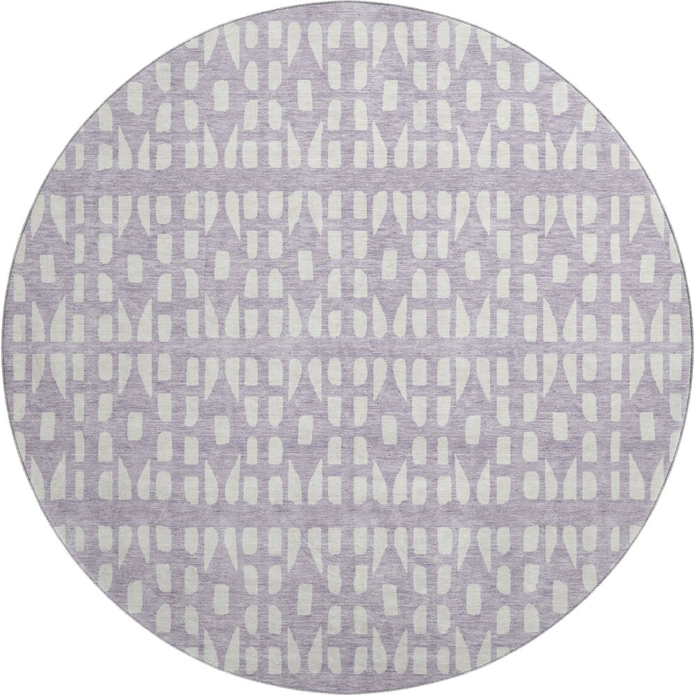 Premium Machine Washable Mayfield AMF963 Lavender 8' x 8' Round Rug. Picture 1