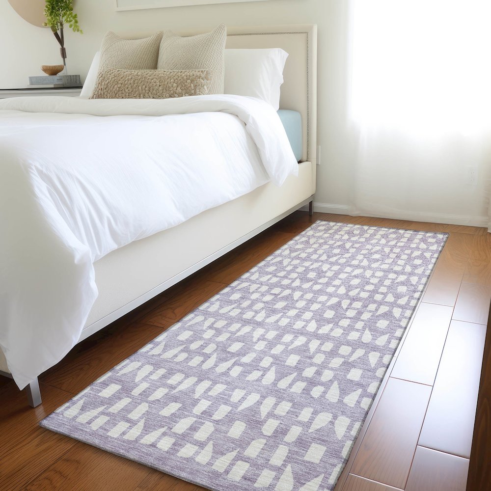 Premium Machine Washable Mayfield AMF963 Lavender 2'3" x 7'6" Runner Rug. Picture 5
