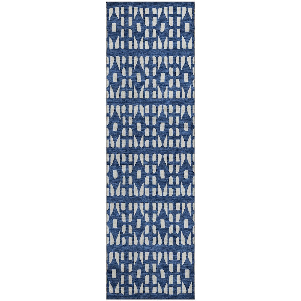 Premium Machine Washable Mayfield AMF963 Navy 2'3" x 7'6" Runner Rug. Picture 1