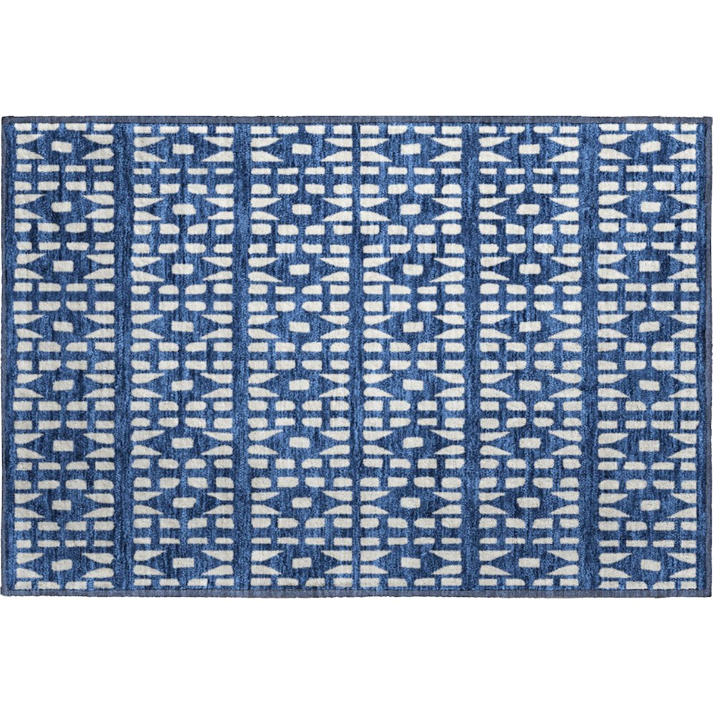 Premium Machine Washable Mayfield AMF963 Navy 1'8" x 2'6" Rug. Picture 1