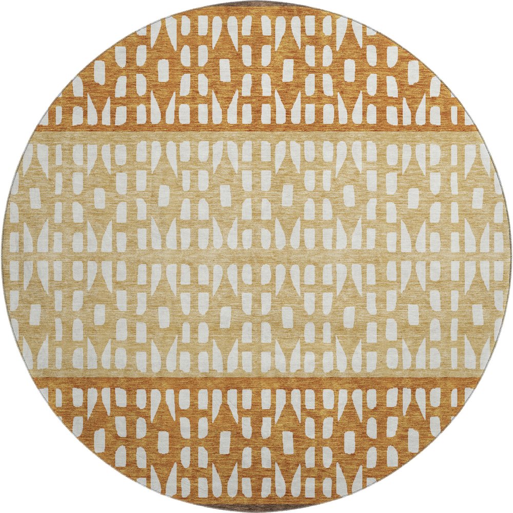 Premium Machine Washable Mayfield AMF964 Coffee 8' x 8' Round Rug. Picture 1