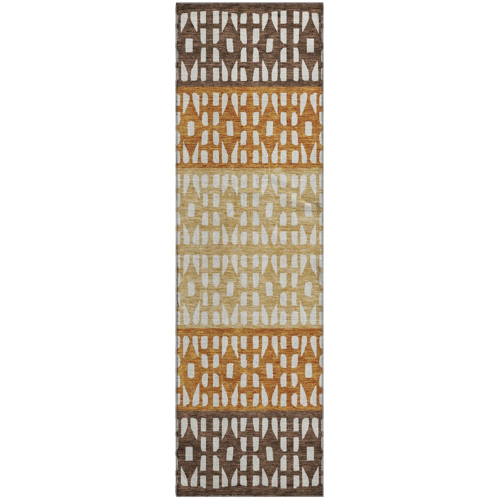 Premium Machine Washable Mayfield AMF964 Coffee 2'3" x 7'6" Runner Rug. Picture 1