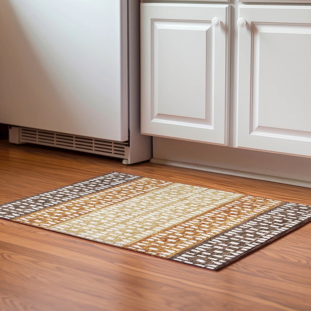 Premium Machine Washable Mayfield AMF964 Coffee 1'8" x 2'6" Rug. Picture 5
