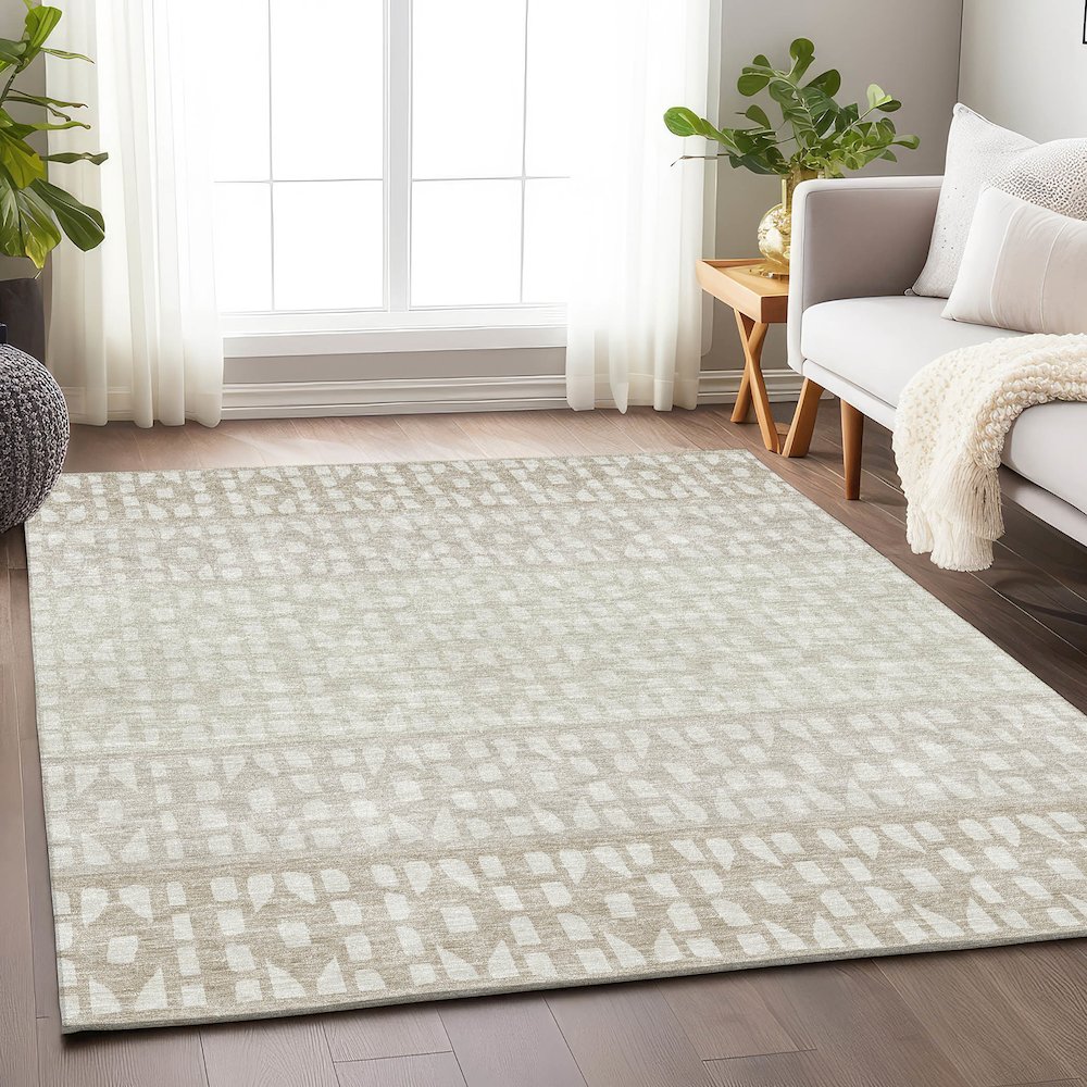 Premium Machine Washable Mayfield AMF964 Ivory 2'6" x 3'10" Rug. Picture 5