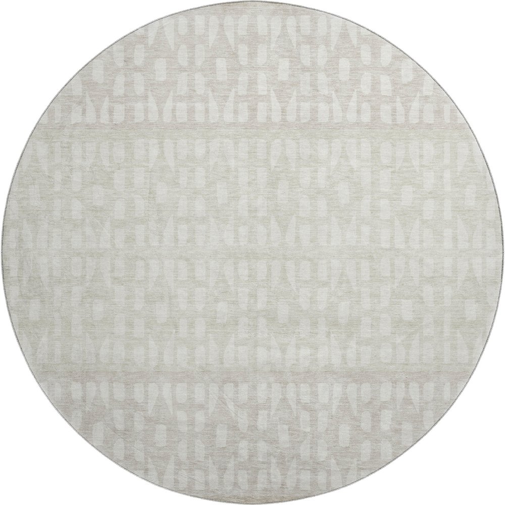 Premium Machine Washable Mayfield AMF964 Ivory 8' x 8' Round Rug. Picture 1