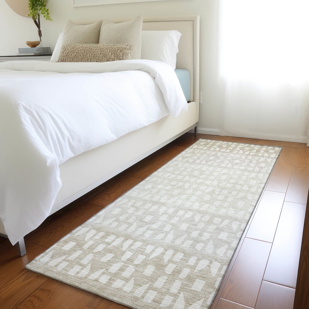 Premium Machine Washable Mayfield AMF964 Ivory 2'3" x 7'6" Runner Rug. Picture 5