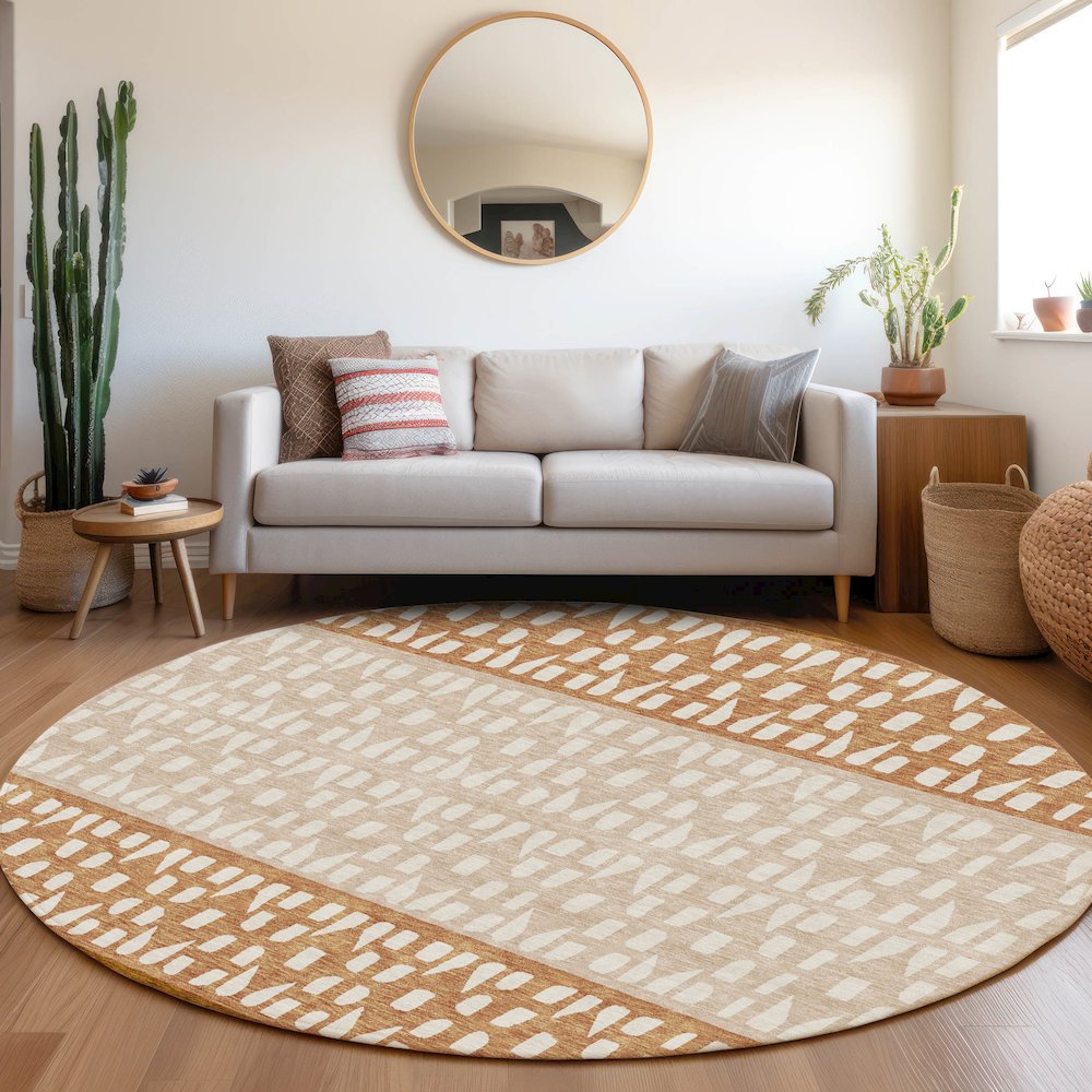 Premium Machine Washable Mayfield AMF964 Paprika 8' x 8' Round Rug. Picture 5