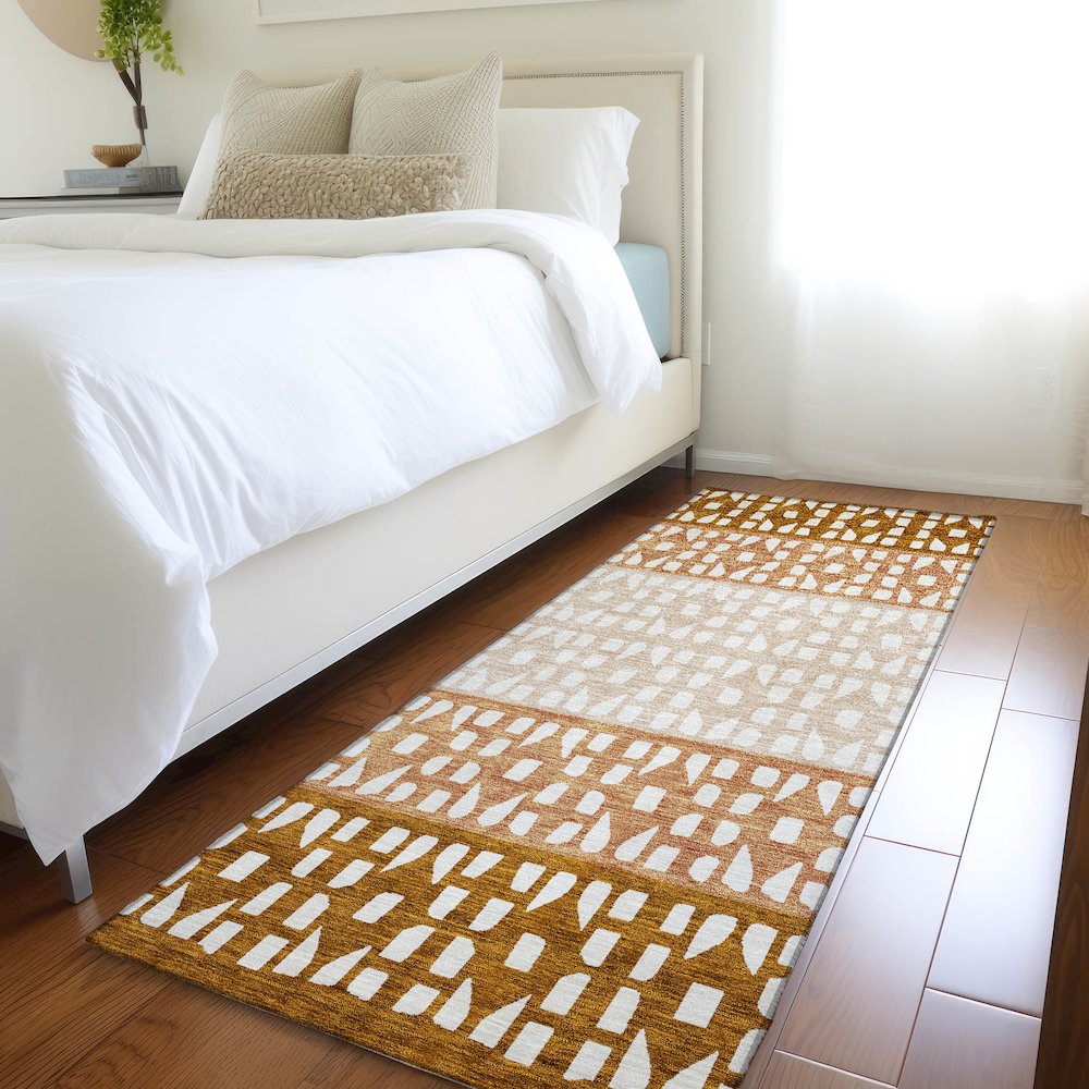 Premium Machine Washable Mayfield AMF964 Paprika 2'3" x 7'6" Runner Rug. Picture 5
