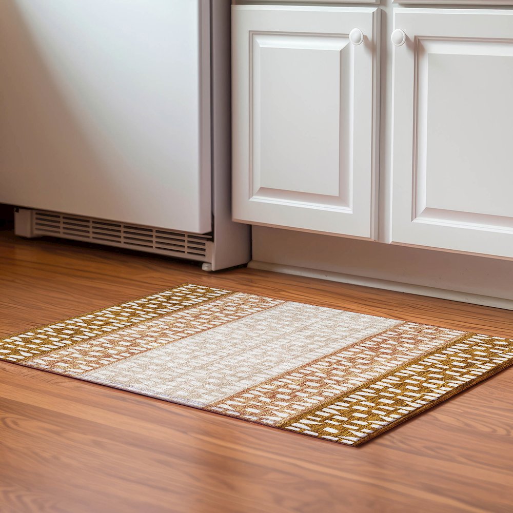 Premium Machine Washable Mayfield AMF964 Paprika 1'8" x 2'6" Rug. Picture 5