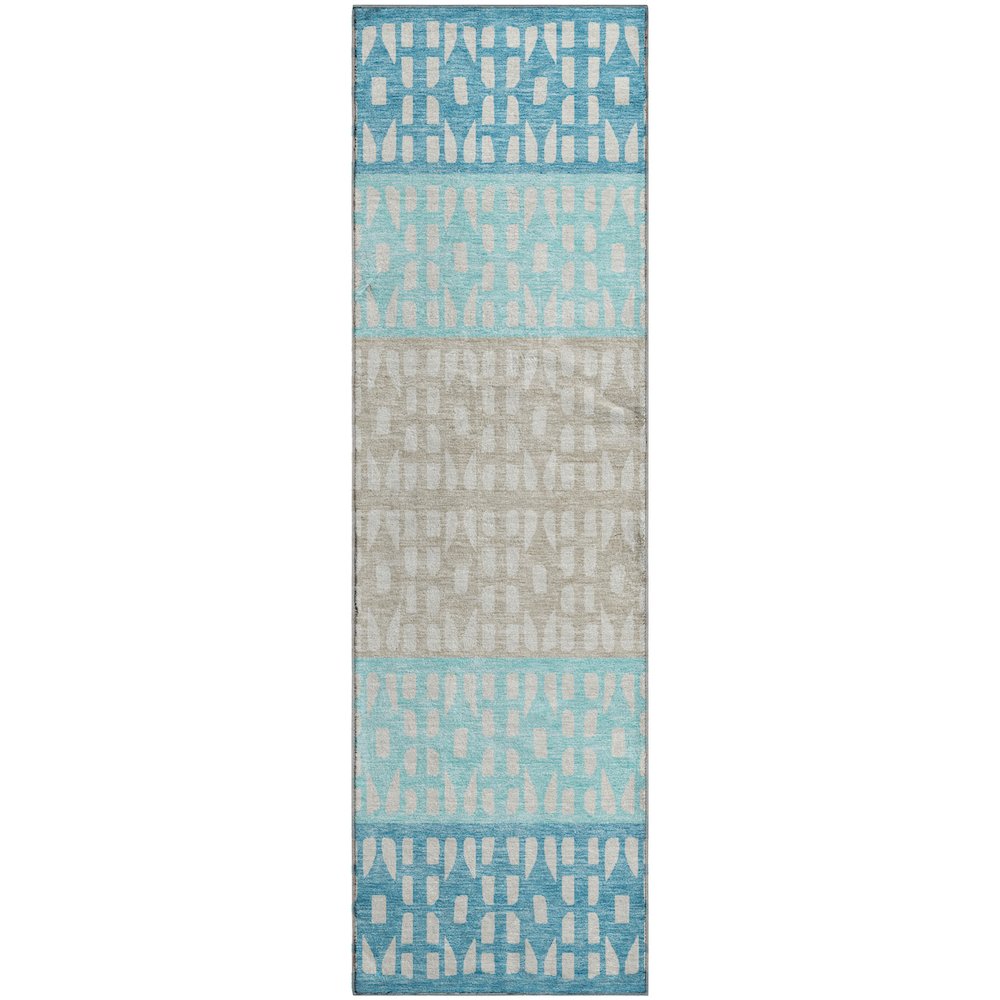 Premium Machine Washable Mayfield AMF964 Teal 2'3" x 7'6" Runner Rug. Picture 1