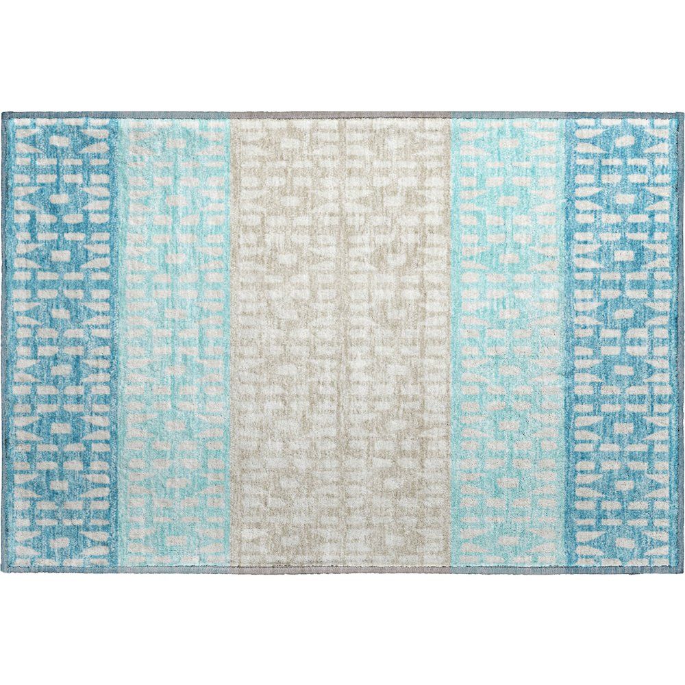 Premium Machine Washable Mayfield AMF964 Teal 1'8" x 2'6" Rug. Picture 1