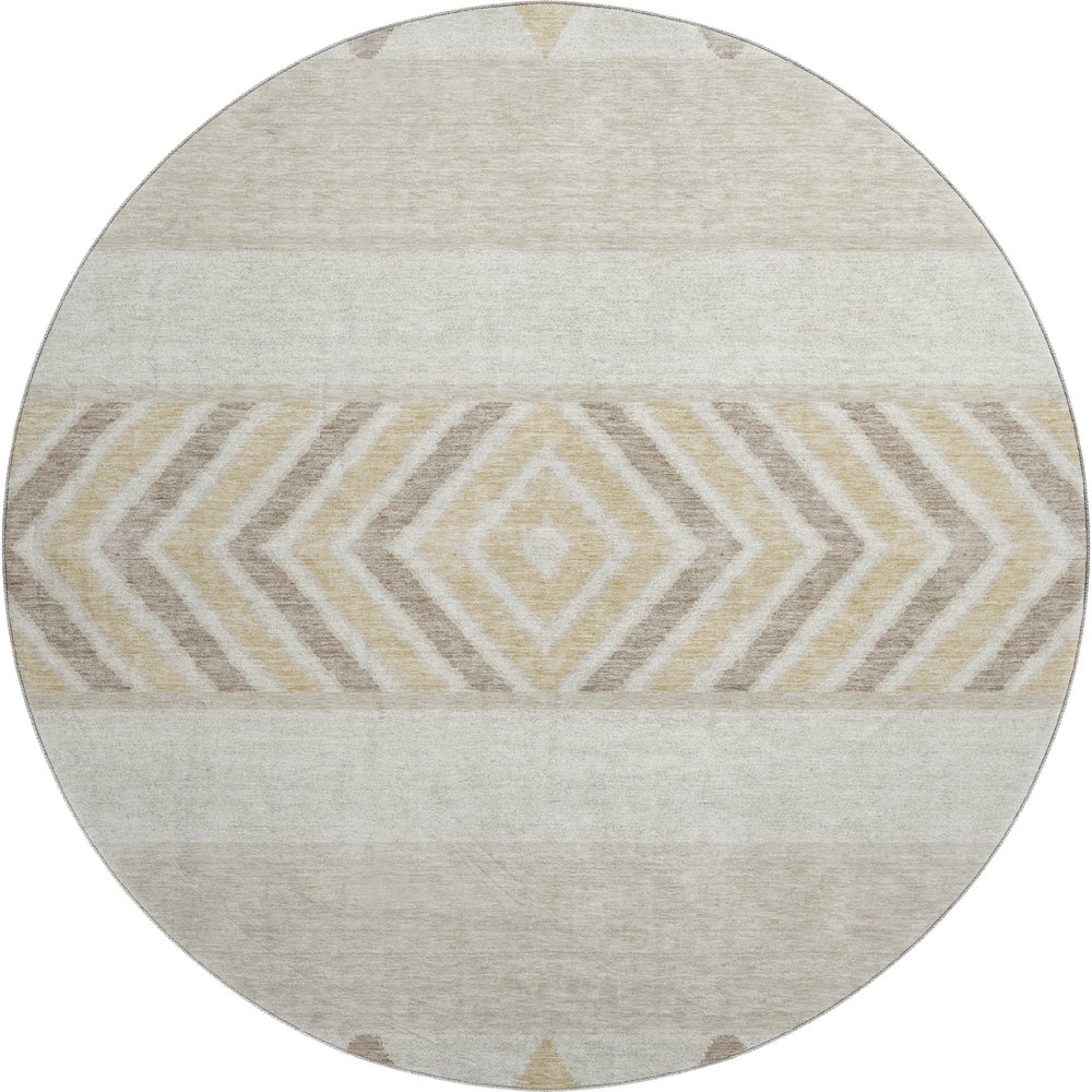 Premium Machine Washable Mayfield AMF965 Beige 8' x 8' Round Rug. Picture 1